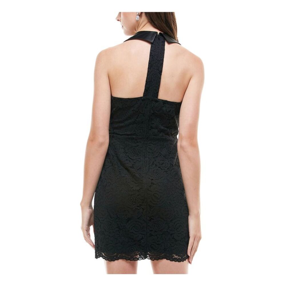 CITY STUDIO Womens Lace Zippered Sleeveless V Neck Short Cocktail Body Con Dress - Picture 2 of 2